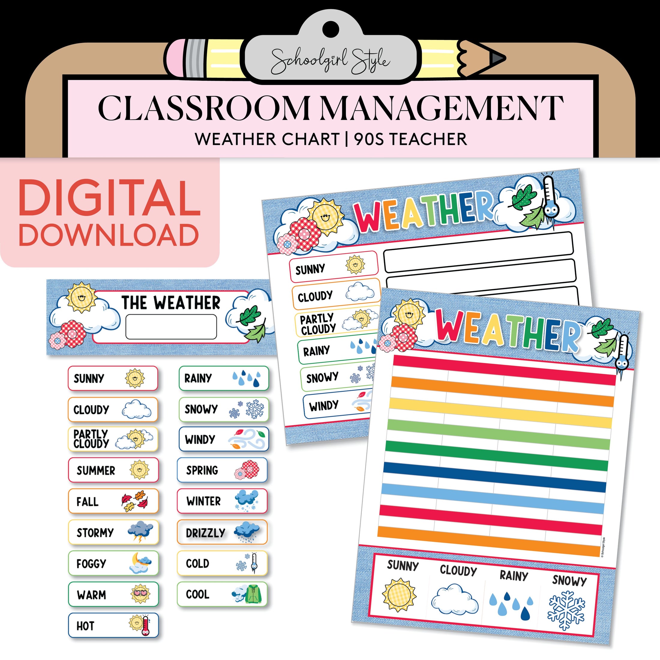 Printable Weather Chart | 90s Teacher