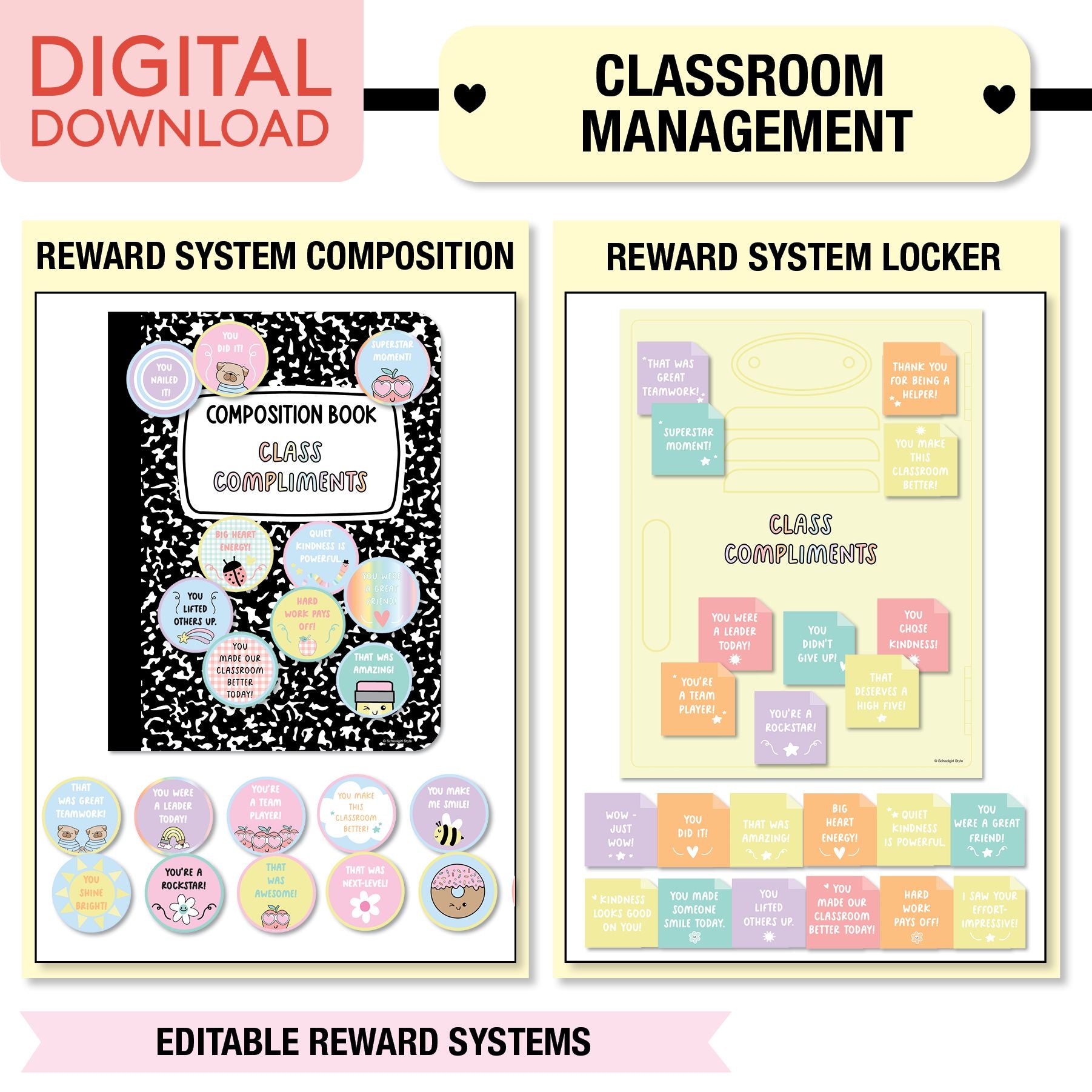 Pastel Full Printable Classroom Management Bundle