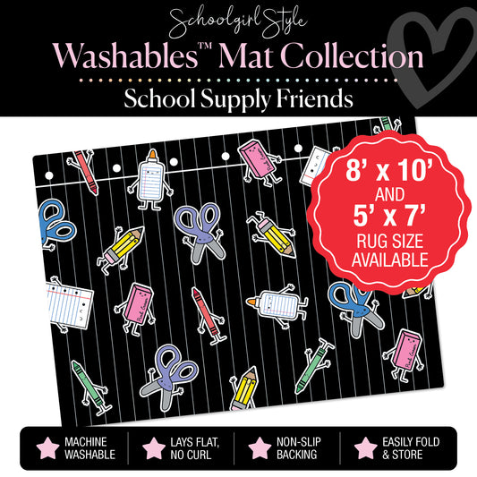 School Supply Friends on Handwriting Practice Background Classroom Mat by Schoolgirl Style