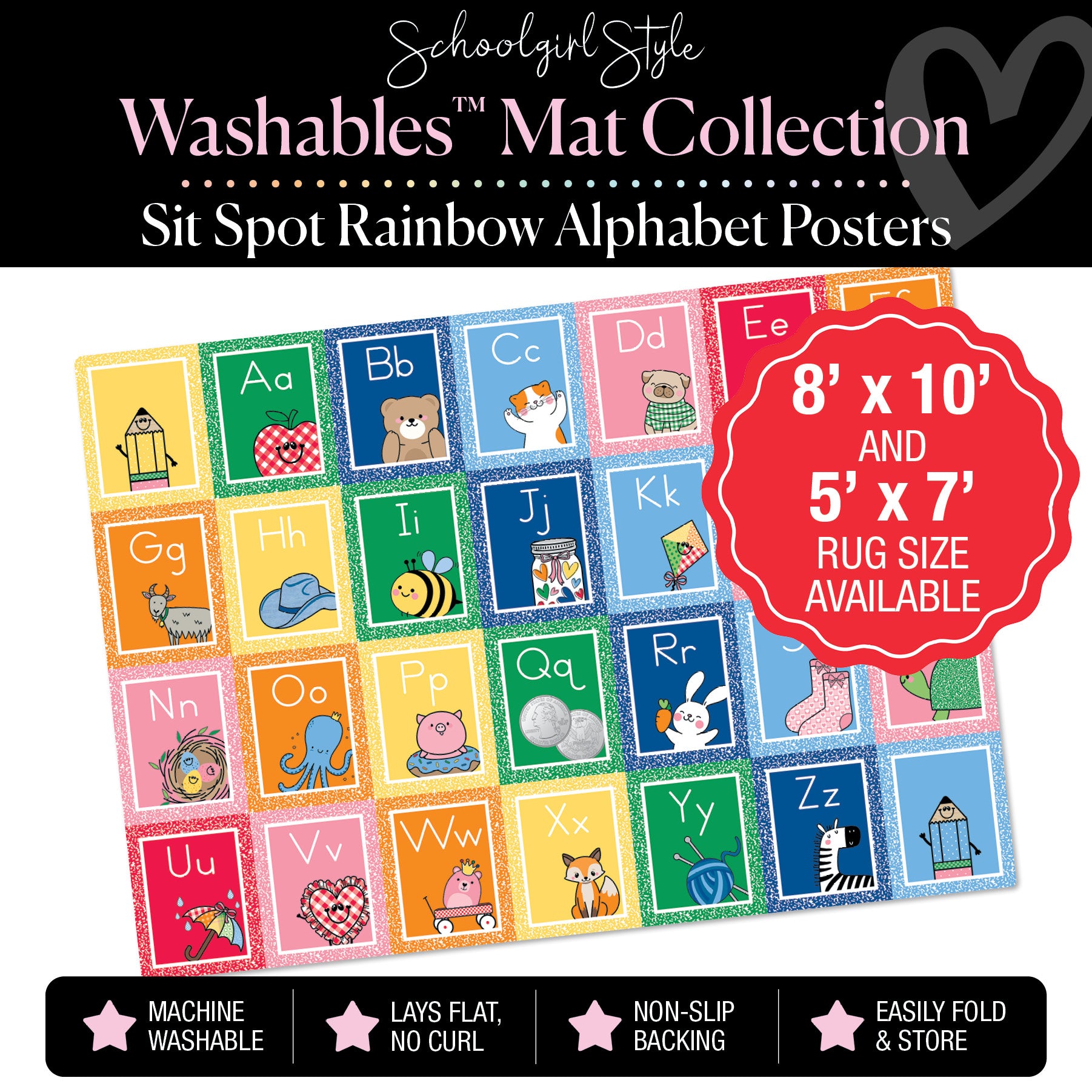 Rainbow Alphabet Poster Sit Spot Classroom Mat by Schoolgirl Style