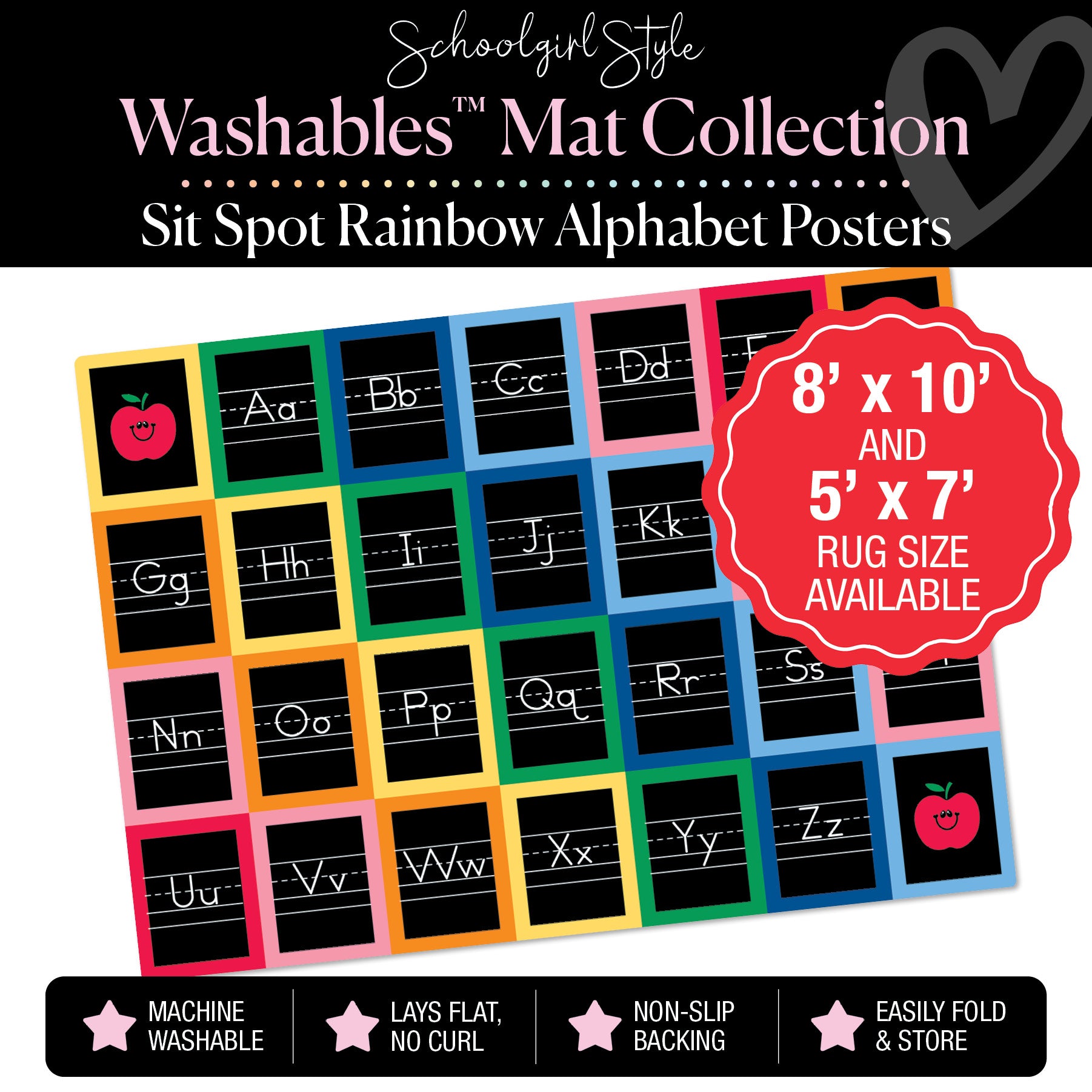 Rainbow Square Alphabet Sit Spot Classroom Mat by Schoolgirl Style