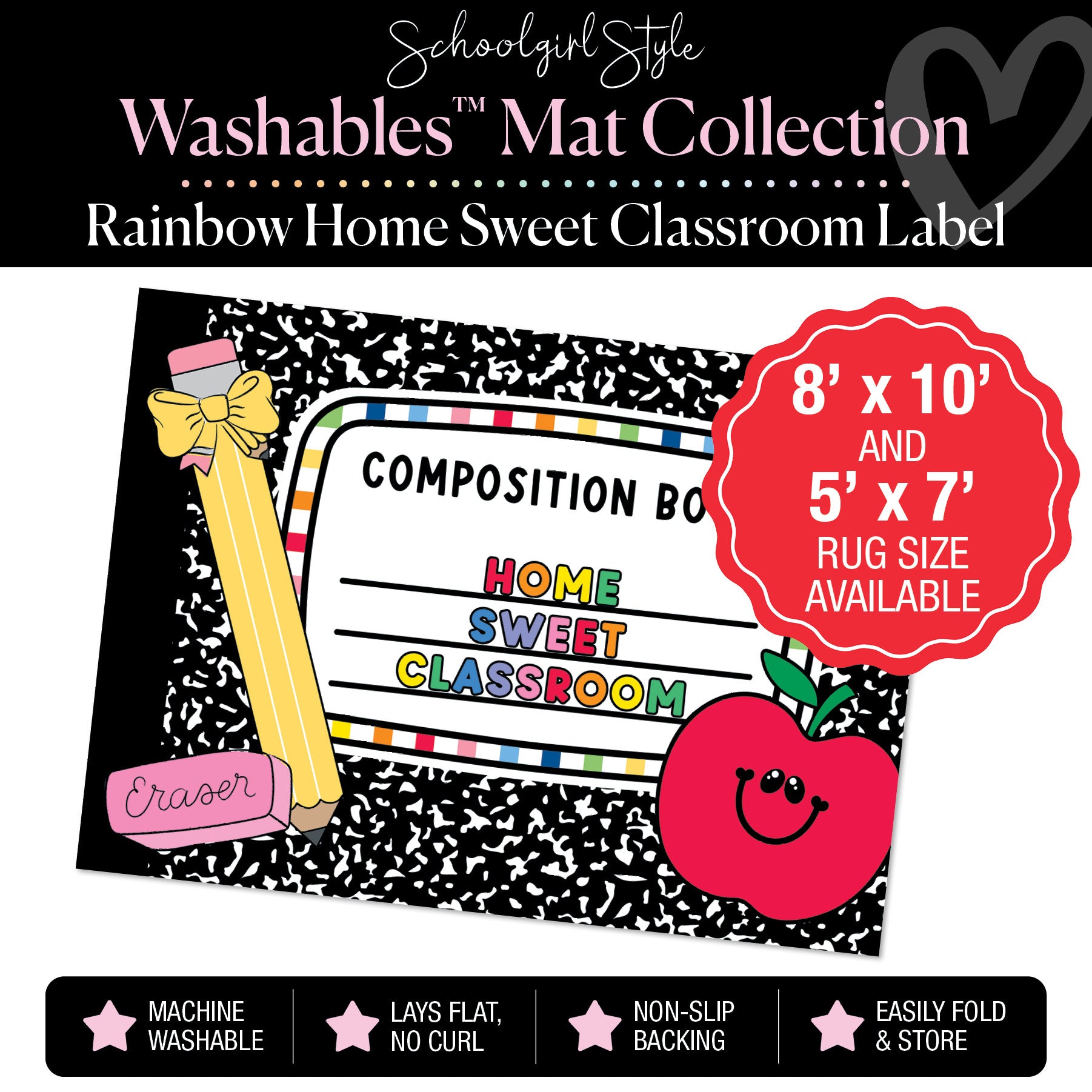 Rainbow Home Sweet Classroom Composition Notebook Label Classroom Mat by Schoolgirl Style