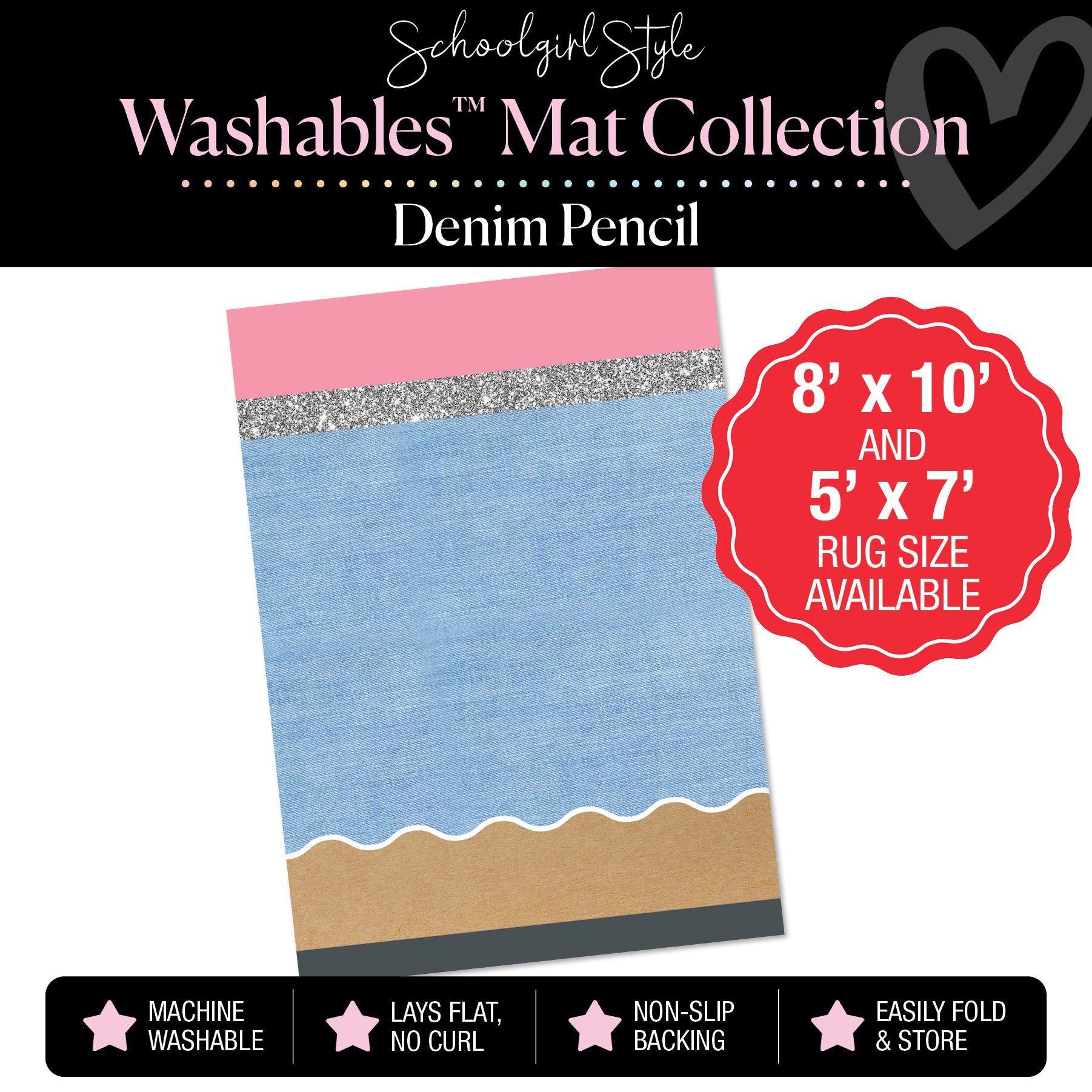 Denim Pencil Classroom Mat by Schoolgirl Style