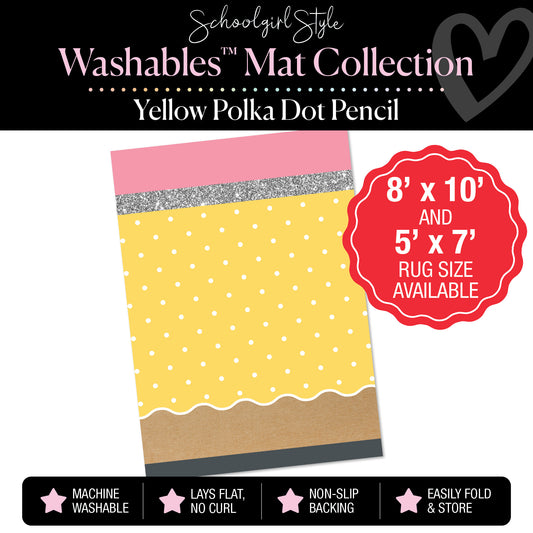 Yellow with White Polka Dots Pencil Classroom Mat by Schoolgirl Style
