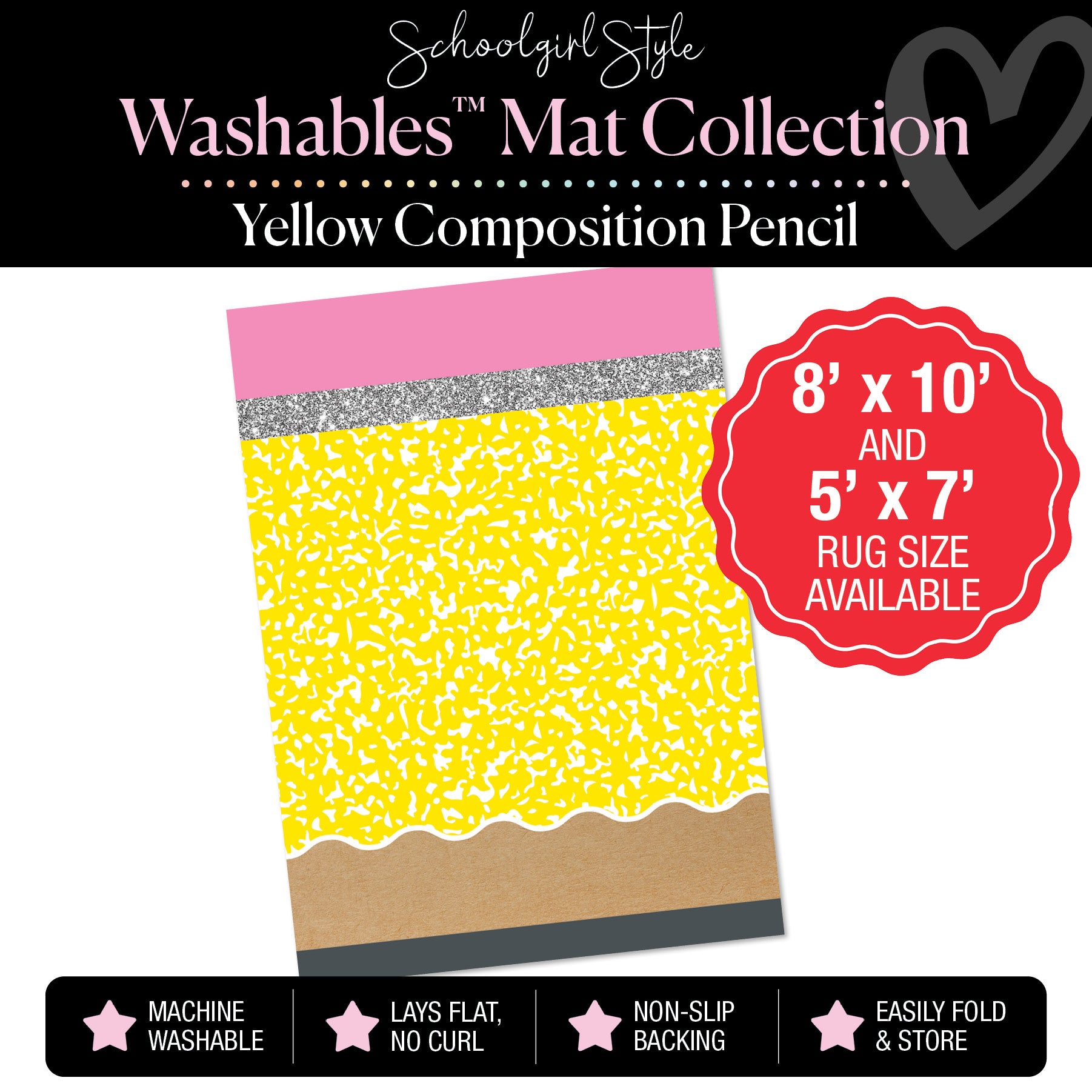 Yellow Composition Pencil Classroom Mat by Schoolgirl Style
