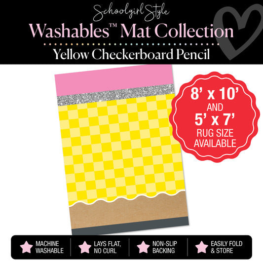 Yellow Checkerboard Pencil Classroom Mat by Schoolgirl Style