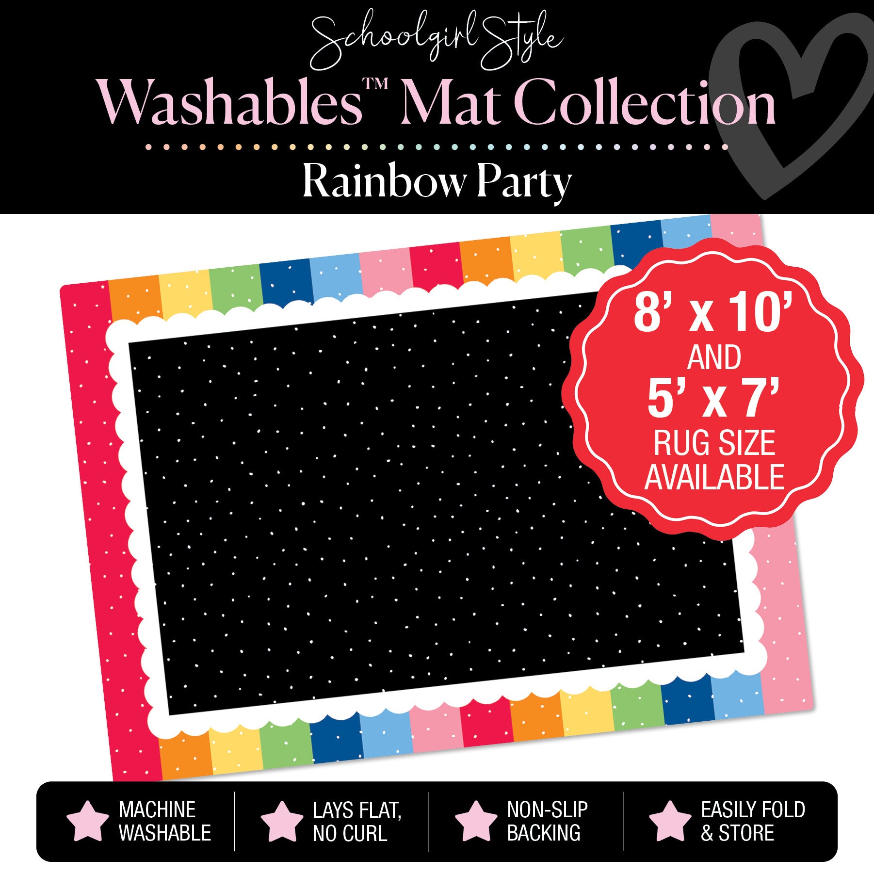 Party Border with Tiny Polka Dot Center Classroom Mat by Schoolgirl Style