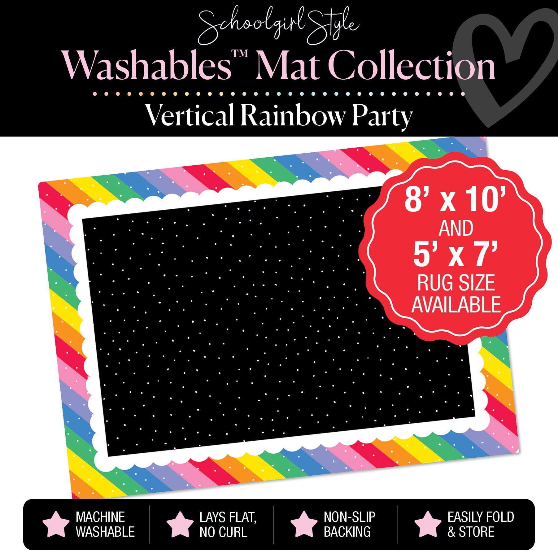 Party Border with Tiny Polka Dot Center Classroom Mat by Schoolgirl Style
