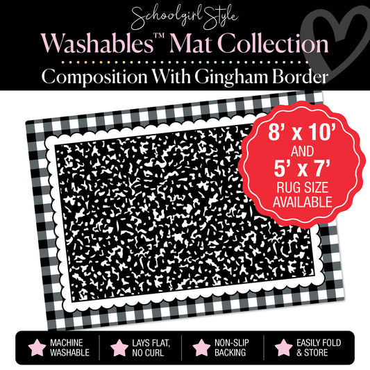 Composition Background with Black and White Border Classroom Mat by Schoolgirl Style