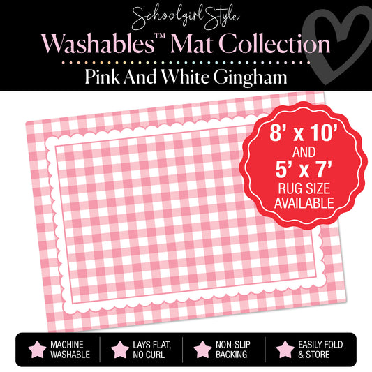 Pink and White Checkerboard with Scallop Border Classroom Mat by Schoolgirl Style