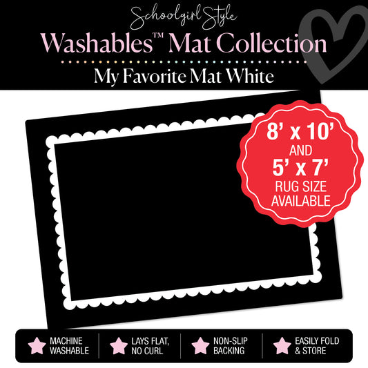 White Scallop Border Classroom Mat by Schoolgirl Style
