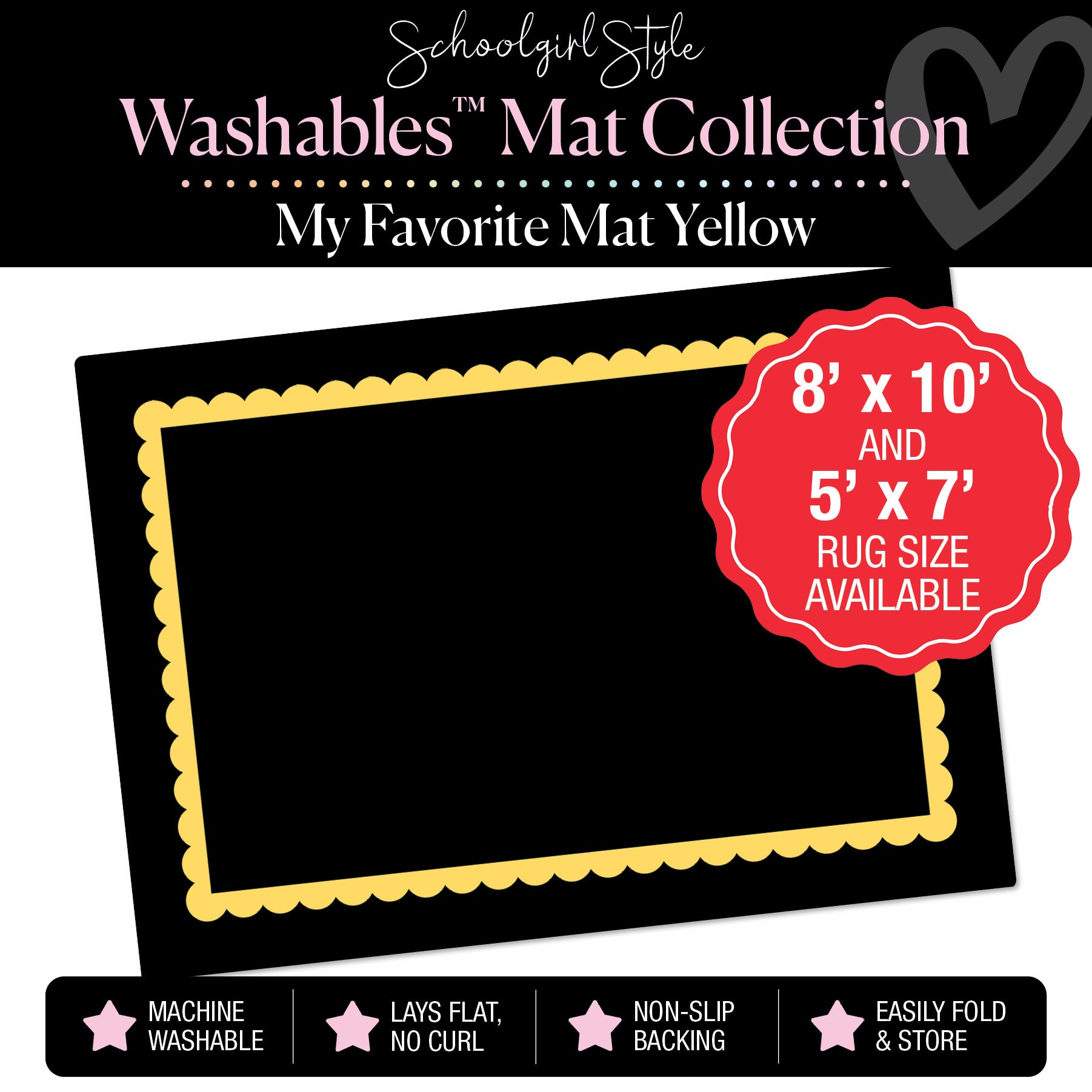 Yellow Scallop Border Classroom Mat by Schoolgirl Style