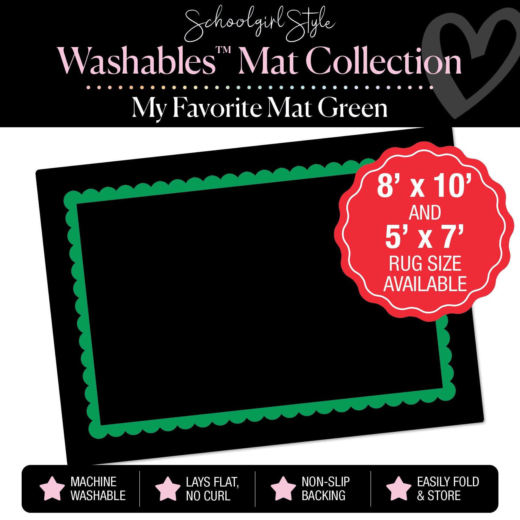 Green Scallop Border Classroom Mat by Schoolgirl Style