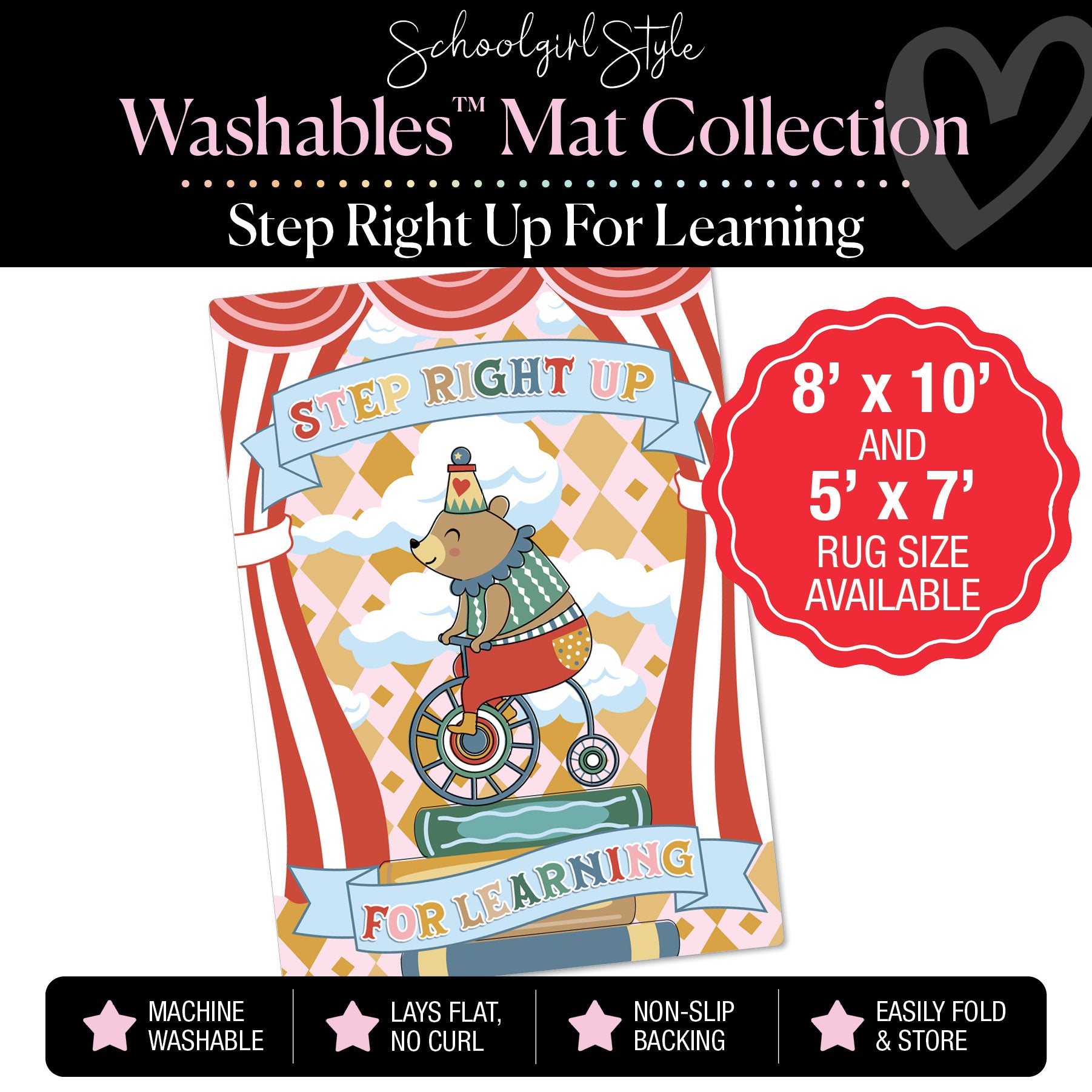 Step Right Up For Learning Bear Classroom Mat by Schoolgirl Style