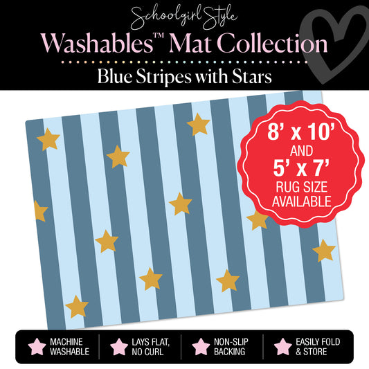 Blue Stripes with Stars Classroom Mat by Schoolgirl Style