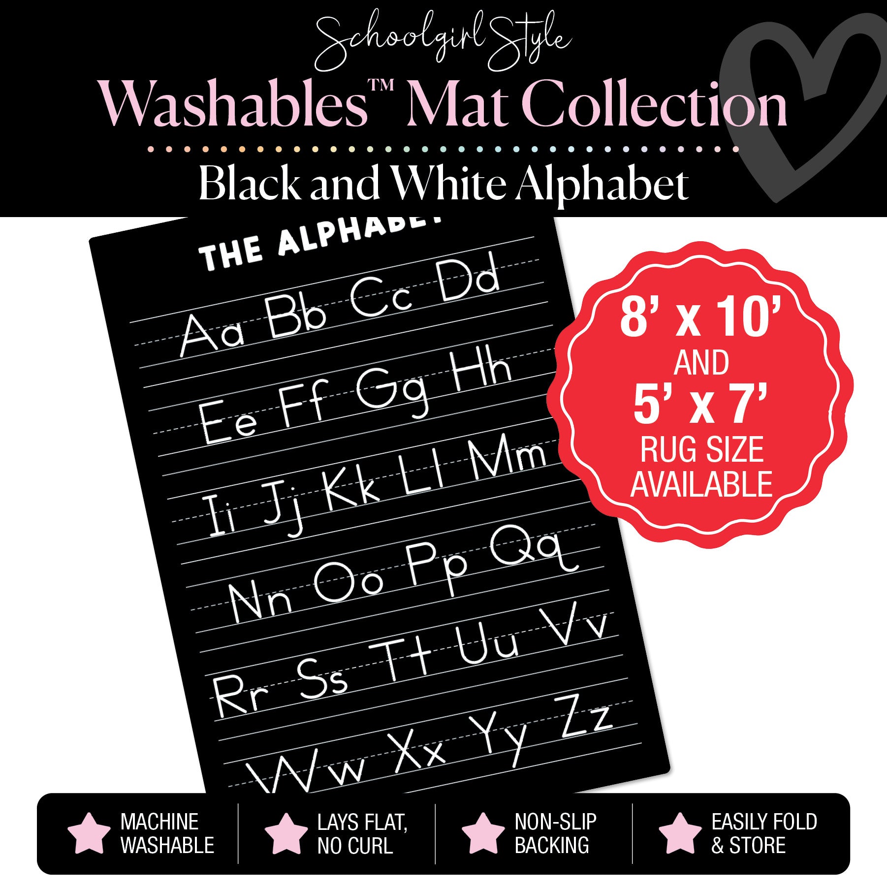 Black and White Alphabet Classroom Mat by Schoolgirl Style