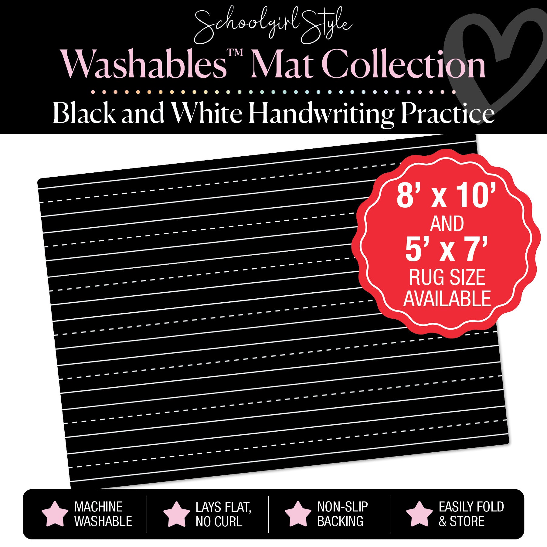 Black and White Handwriting Practice Classroom Mat by Schoolgirl Style