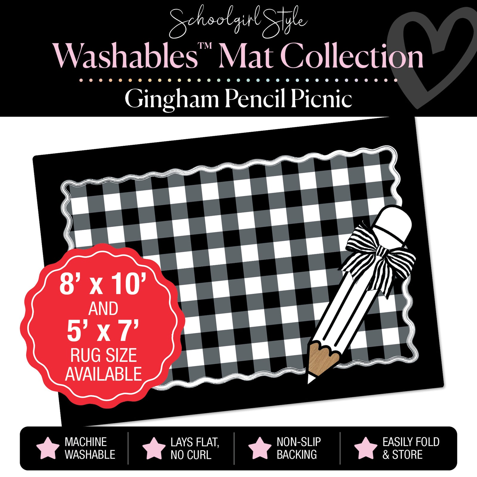 Gingham Pencil Picnic Classroom Mat by Schoolgirl Style