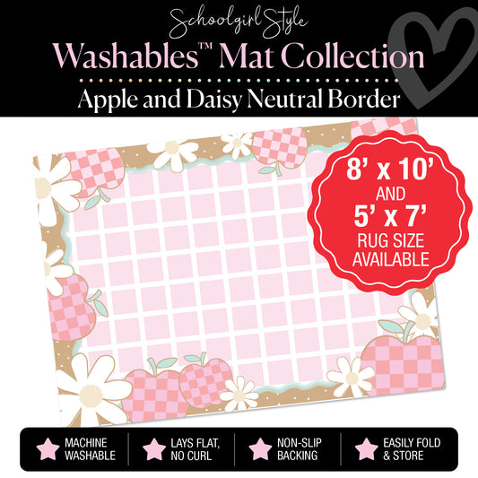Banner Border Apple and Daisy Pink Grid Classroom Mat by Schoolgirl Style