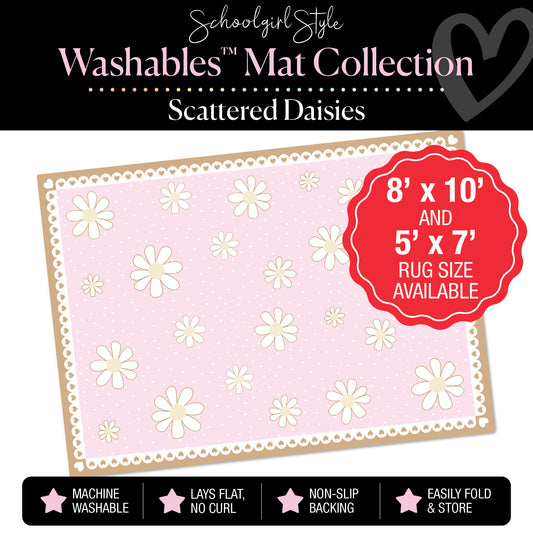 Scattered Daisies on Pink Classroom Mat by Schoolgirl Style