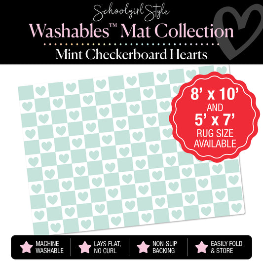 Mint Heart Checkerboard Classroom Mat by Schoolgirl Style
