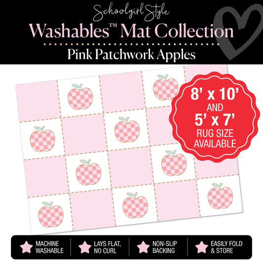 Pink Patchwork Apples Classroom Mat by Schoolgirl Style