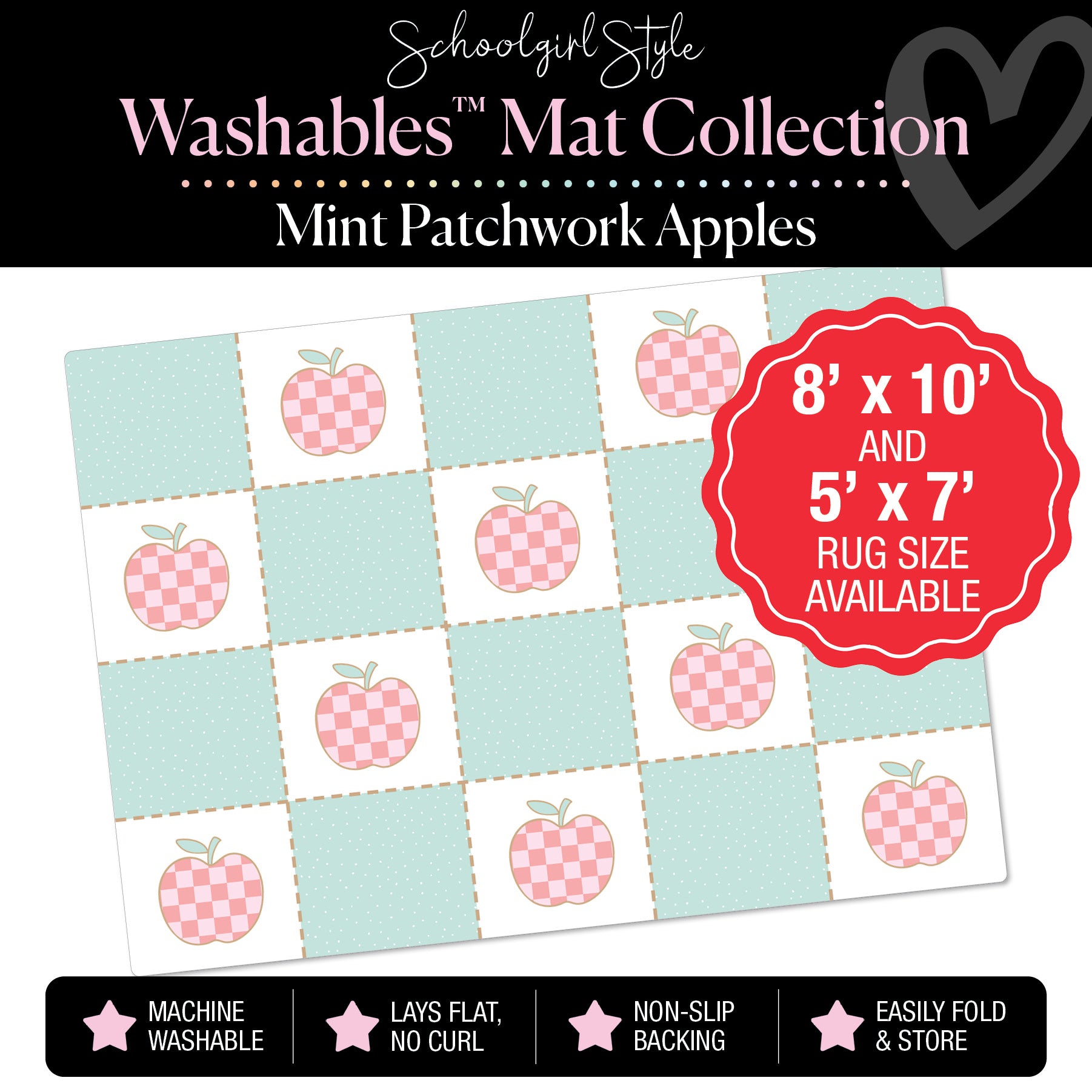 Mint Patchwork Apples Classroom Mat by Schoolgirl Style