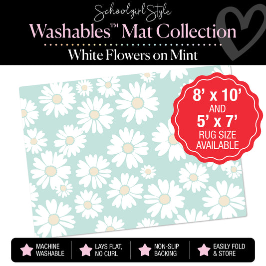 Scattered Flowers on Mint Classroom Mat by Schoolgirl Style