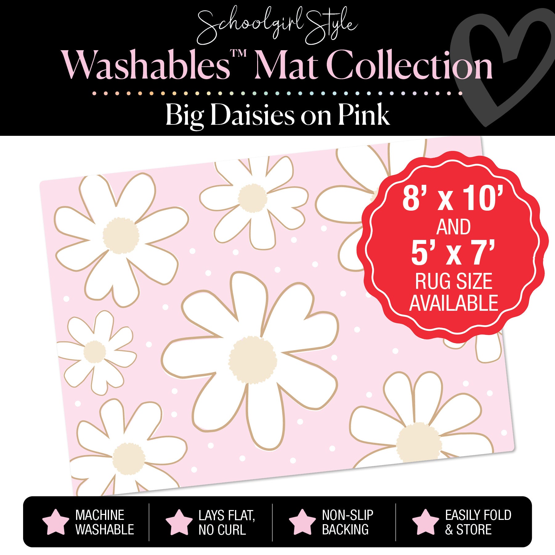 Bright Days Daisies on Pink Classroom Mat by Schoolgirl Style