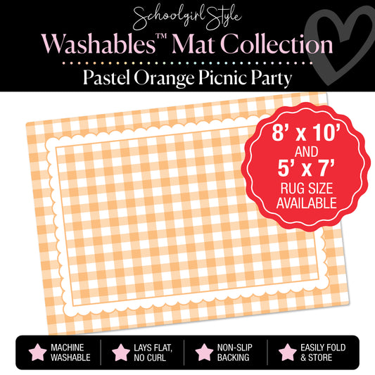 Pastel Orange Picnic Party with Scallop Border Classroom Mat by Schoolgirl Style