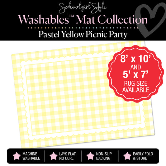 Pastel Yellow Picnic Party with Scallop Border Classroom Mat by Schoolgirl Style