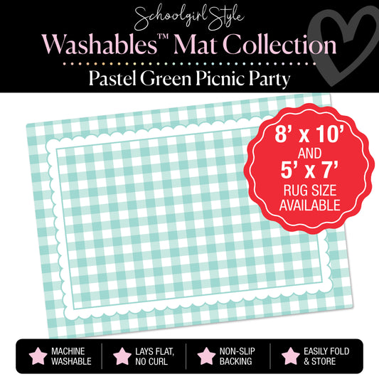 Pastel Green Picnic Party with Scallop Border Classroom Mat by Schoolgirl Style