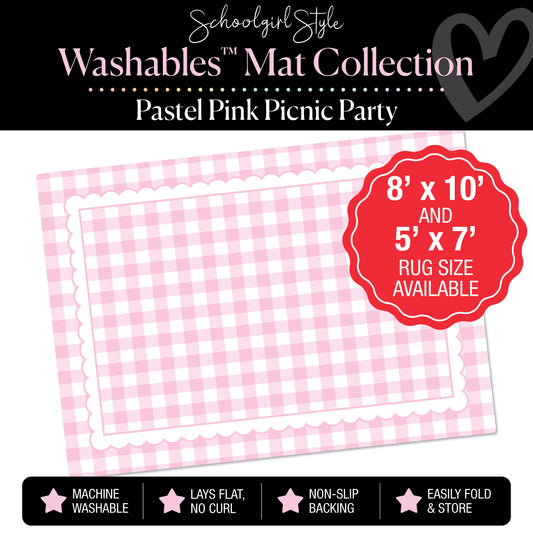 Pastel Pink Picnic Party with Scallop Border Classroom Mat by Schoolgirl Style