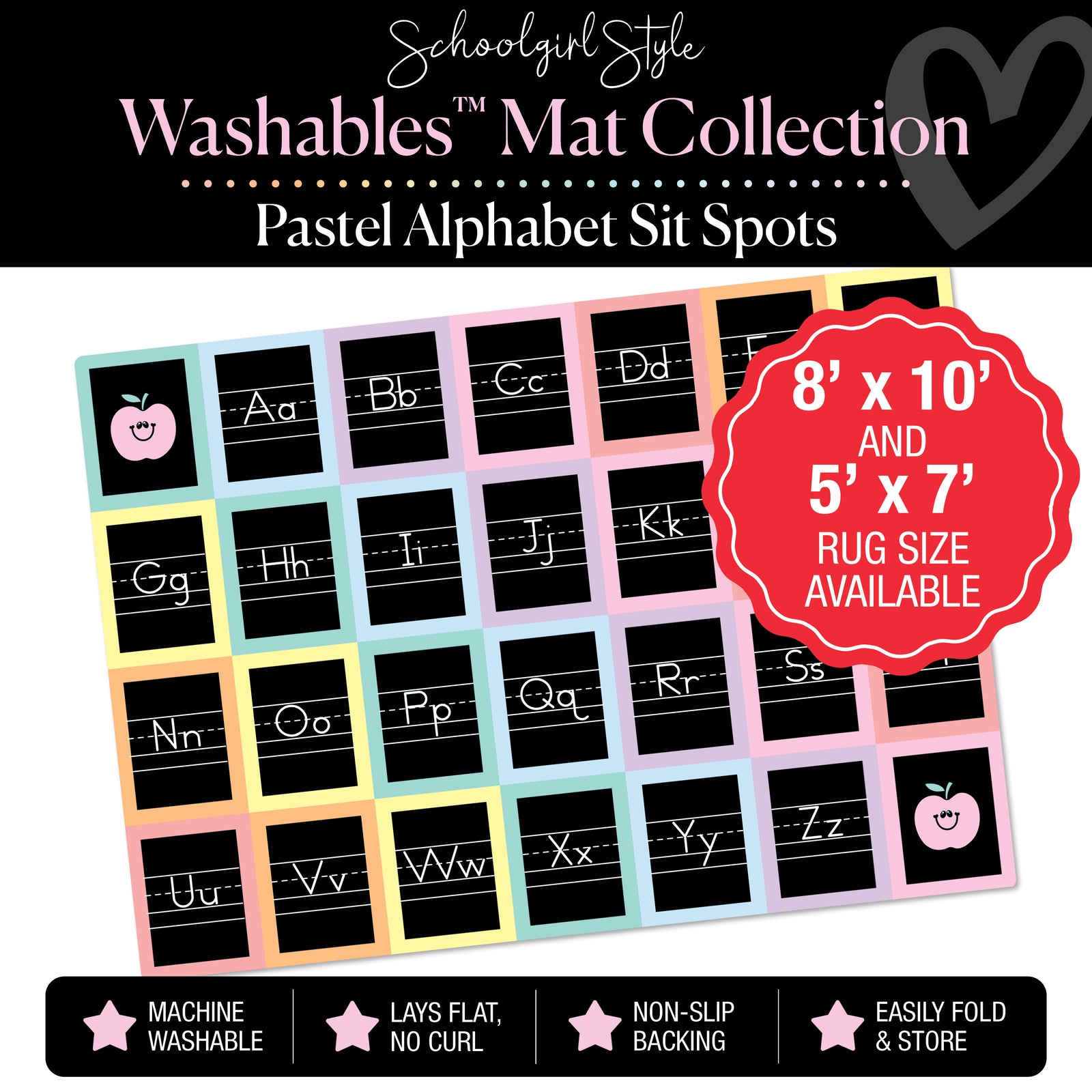 Pastel Square Alphabet Sit Spot Classroom Mat by Schoolgirl Style
