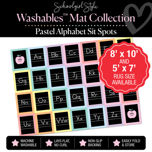 Pastel Square Alphabet Sit Spot Classroom Mat by Schoolgirl Style