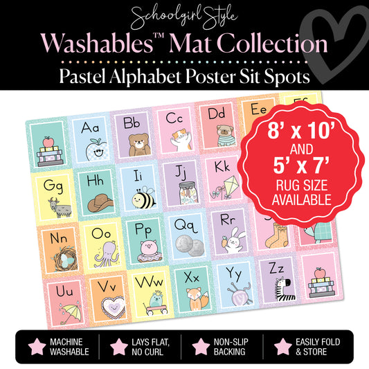 Pastel Square Alphabet Poster Sit Spot Classroom Mat by Schoolgirl Style