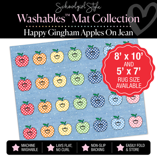 Happy Gingham Apples on Jean Classroom Mat by Schoolgirl Style