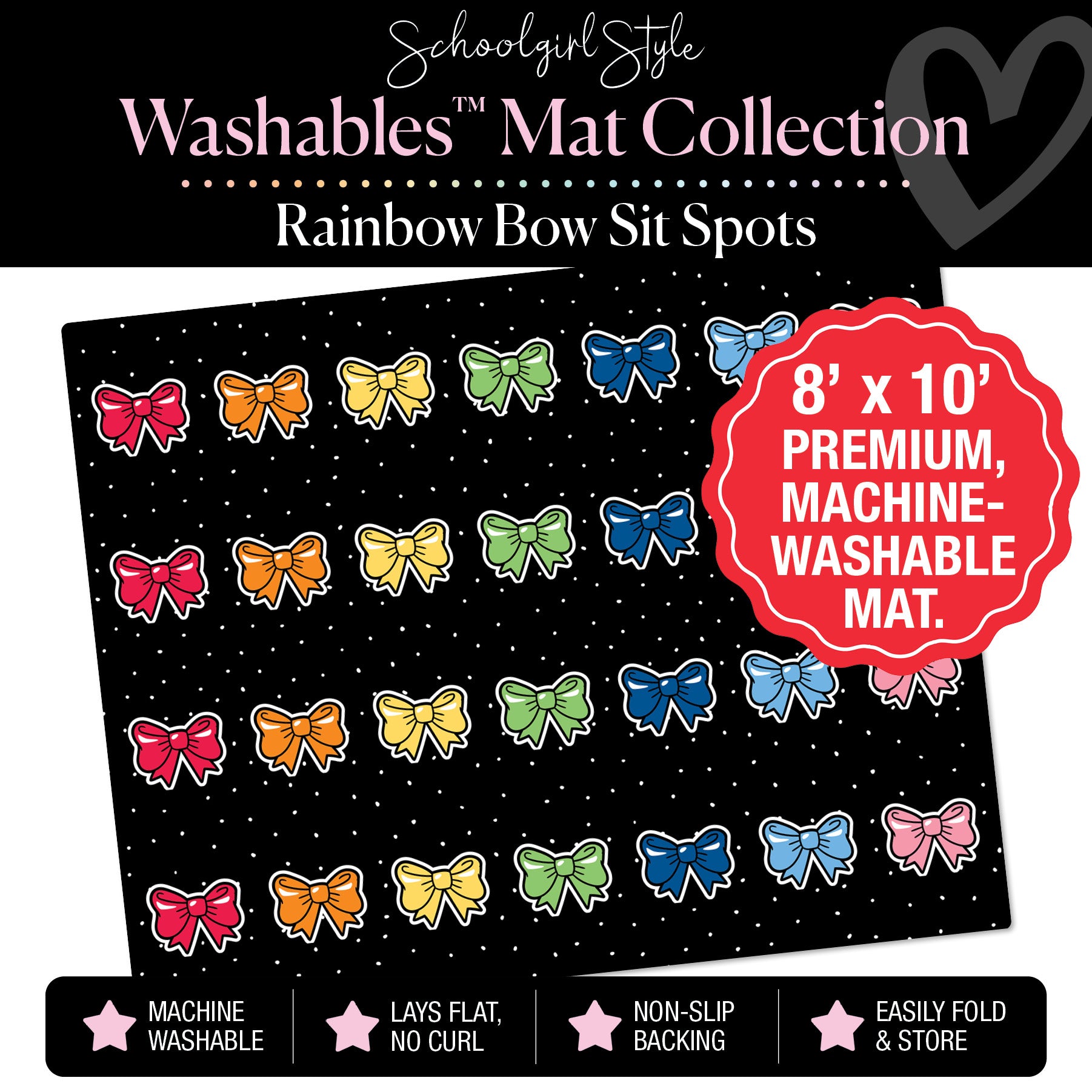 Rainbow Bow Sit Spot Classroom Mat by Schoolgirl Style