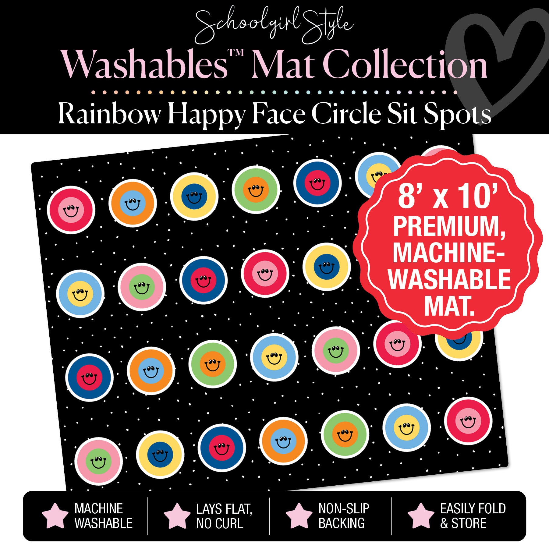 Rainbow Happy Face Circle Sit Spot Classroom Mat by Schoolgirl Style