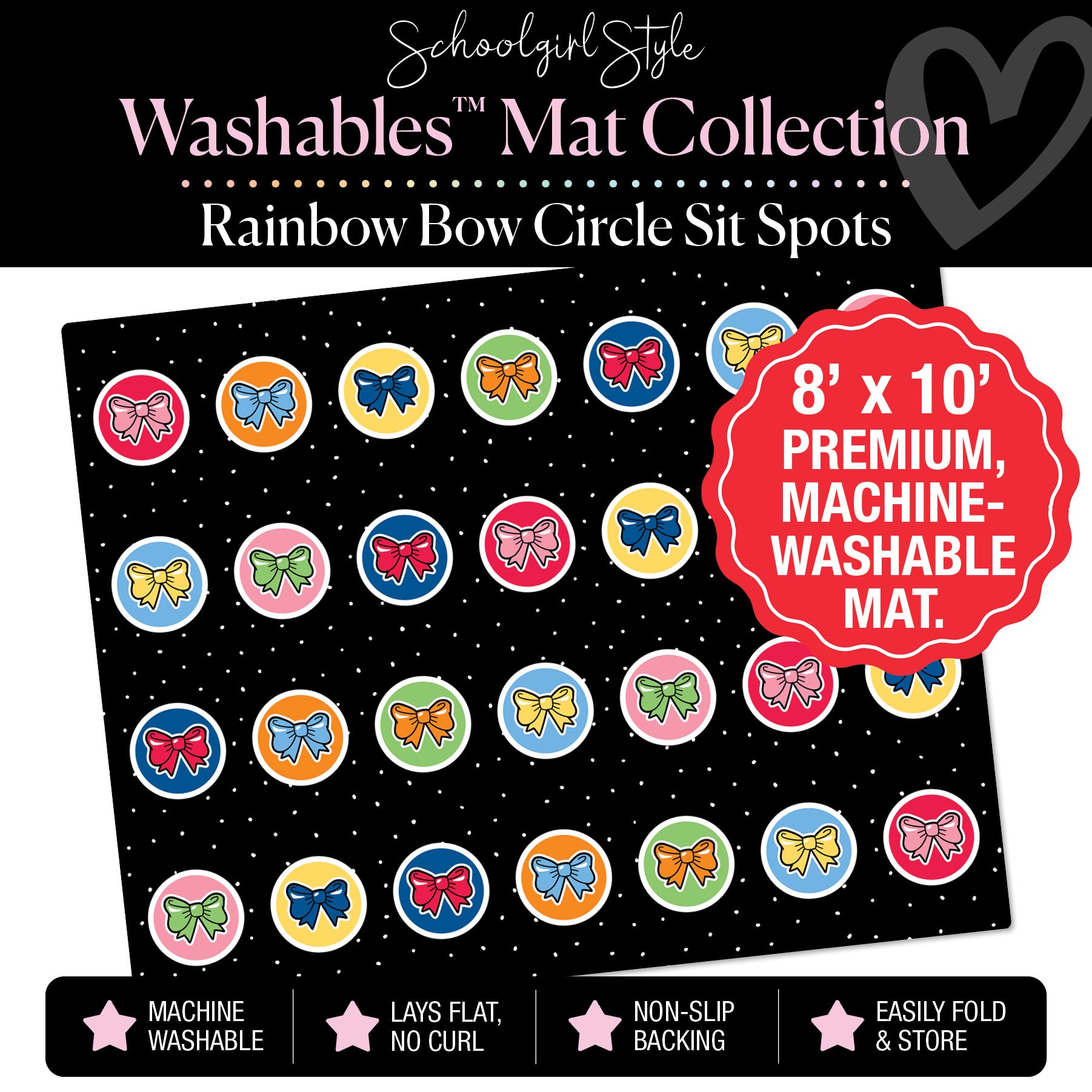 Rainbow Bow Circle Sit Spot Classroom Mat by Schoolgirl Style