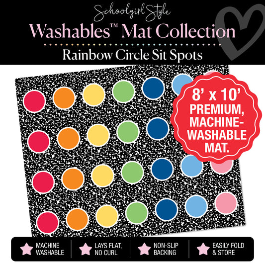 Rainbow Circle Sit Spot on Composition Background Classroom Mat by Schoolgirl Style
