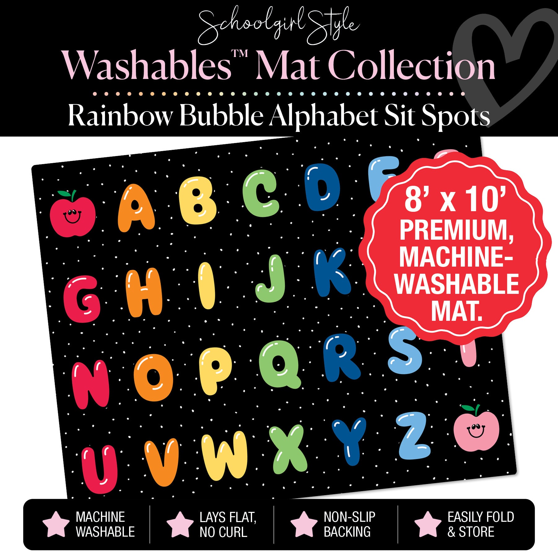 Rainbow Bubble Alphabet Sit Spot Classroom Mat by Schoolgirl Style