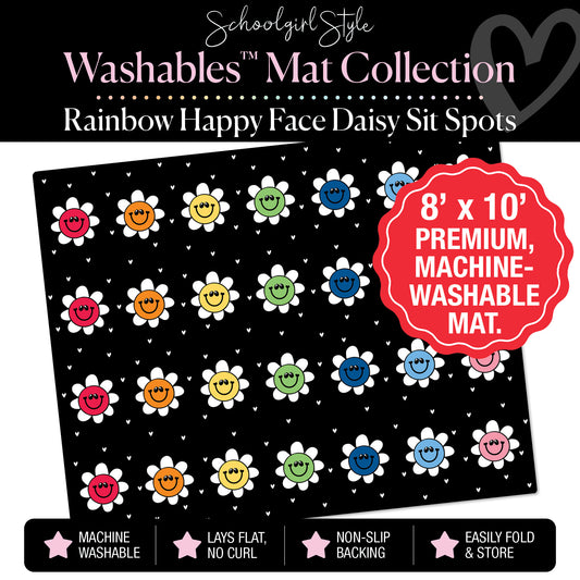 Rainbow Happy Face Daisy Sit Spot Classroom Mat by Schoolgirl Style