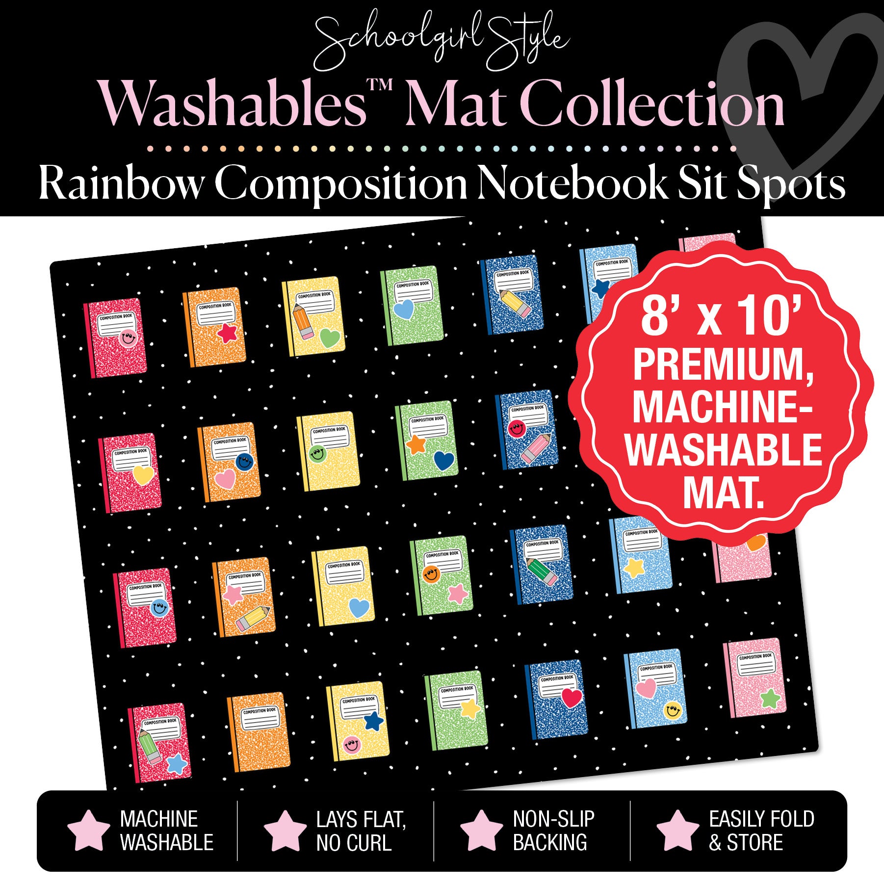 Rainbow Composition Notebook Sit Spot Classroom Mat by Schoolgirl Style