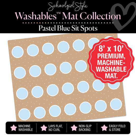 Light Blue Circle Sit Spot on Kraft Background Classroom Mat by Schoolgirl Style