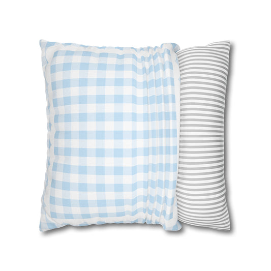 Blue Cotton Candy Gingham Classroom Pillow Cover | Storybook Circus