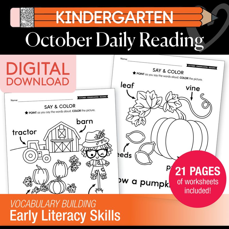 Printable Kindergarten October Daily Reading