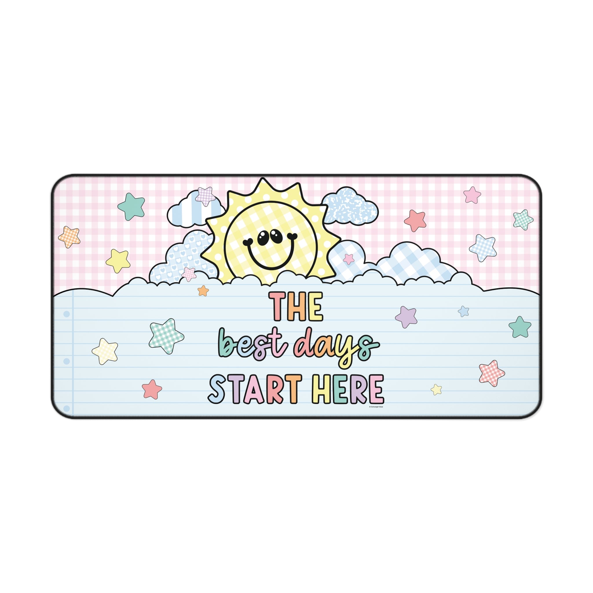 The Best Days Start Here Pink Gingham Classroom Desk Mat | A Year In Pastel