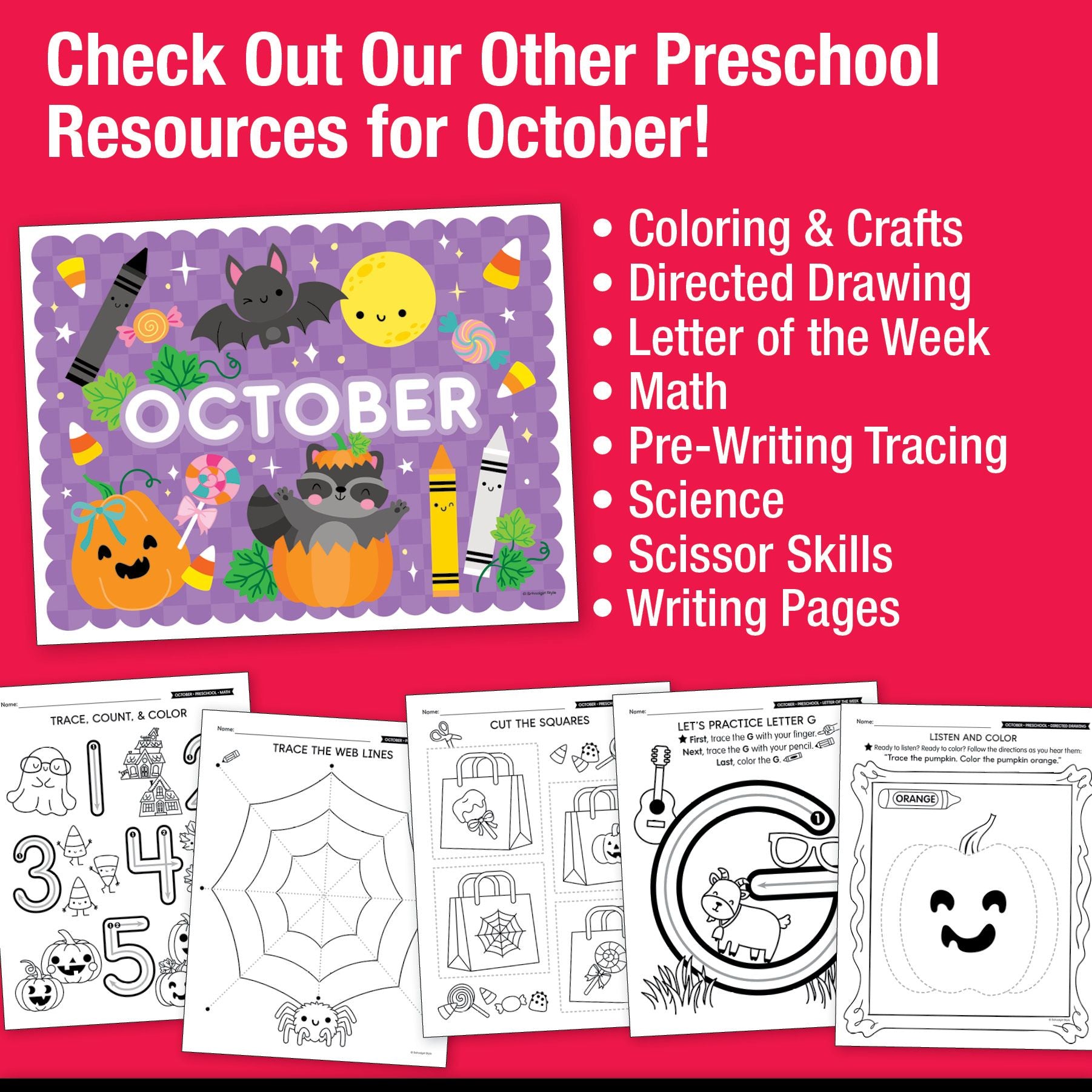 Printable Preschool October Alphabet Center Activities