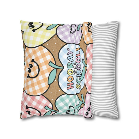 Kraft Paper Apple Checkerboard Classroom Pillow Cover | A Year in Pastel